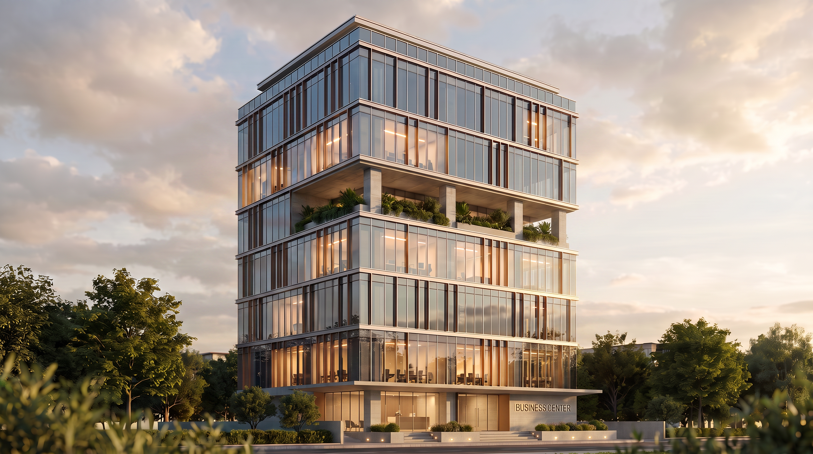 Рендер офисного здания Makariou Offices